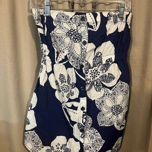 Mossimo Supply Co. Navy and White Floral Blouse